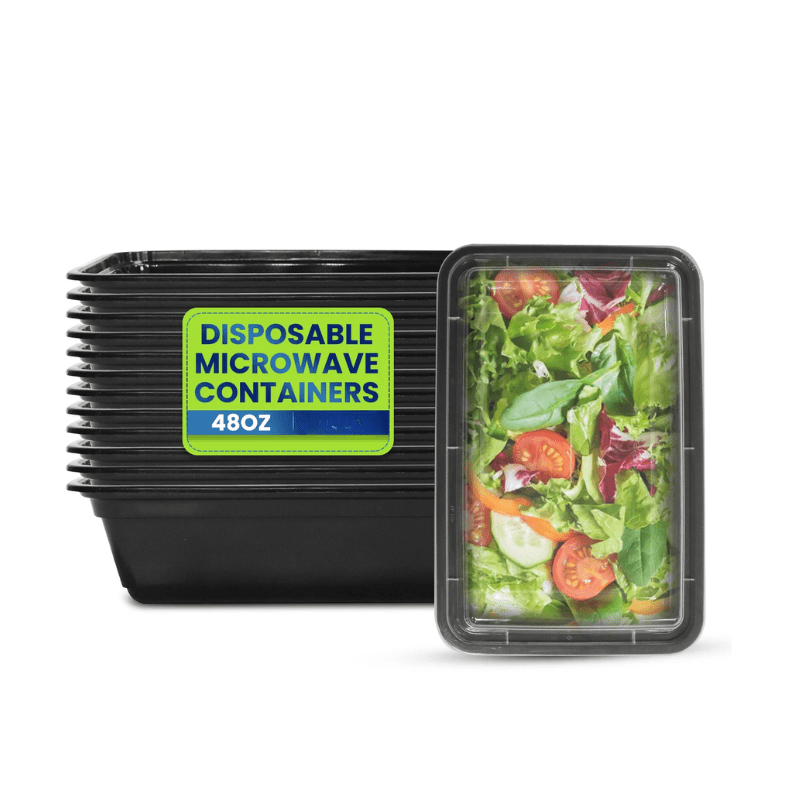 Black Rectangular Microwave Container with Lid - SNH Packing