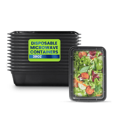 Black Rectangular Microwave Container with Lid - SNH Packing