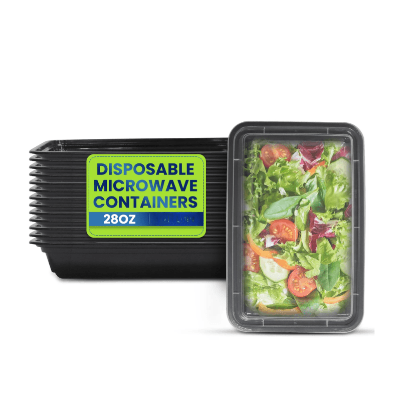 Black Rectangular Microwave Container with Lid - SNH Packing
