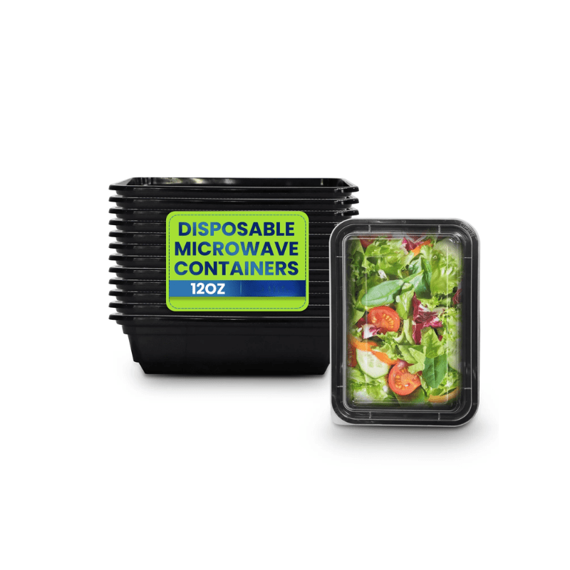 Black Rectangular Microwave Containers with Lids 8 OZ to 58 OZ - SNH Packing