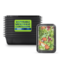 Black Rectangular Microwave Containers with Lids 8 OZ to 58 OZ - SNH Packing