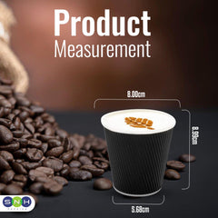 Black Ripple Coffee Cups 4oz to 12oz Insulated Hot Beverage Cups - SNH Packing
