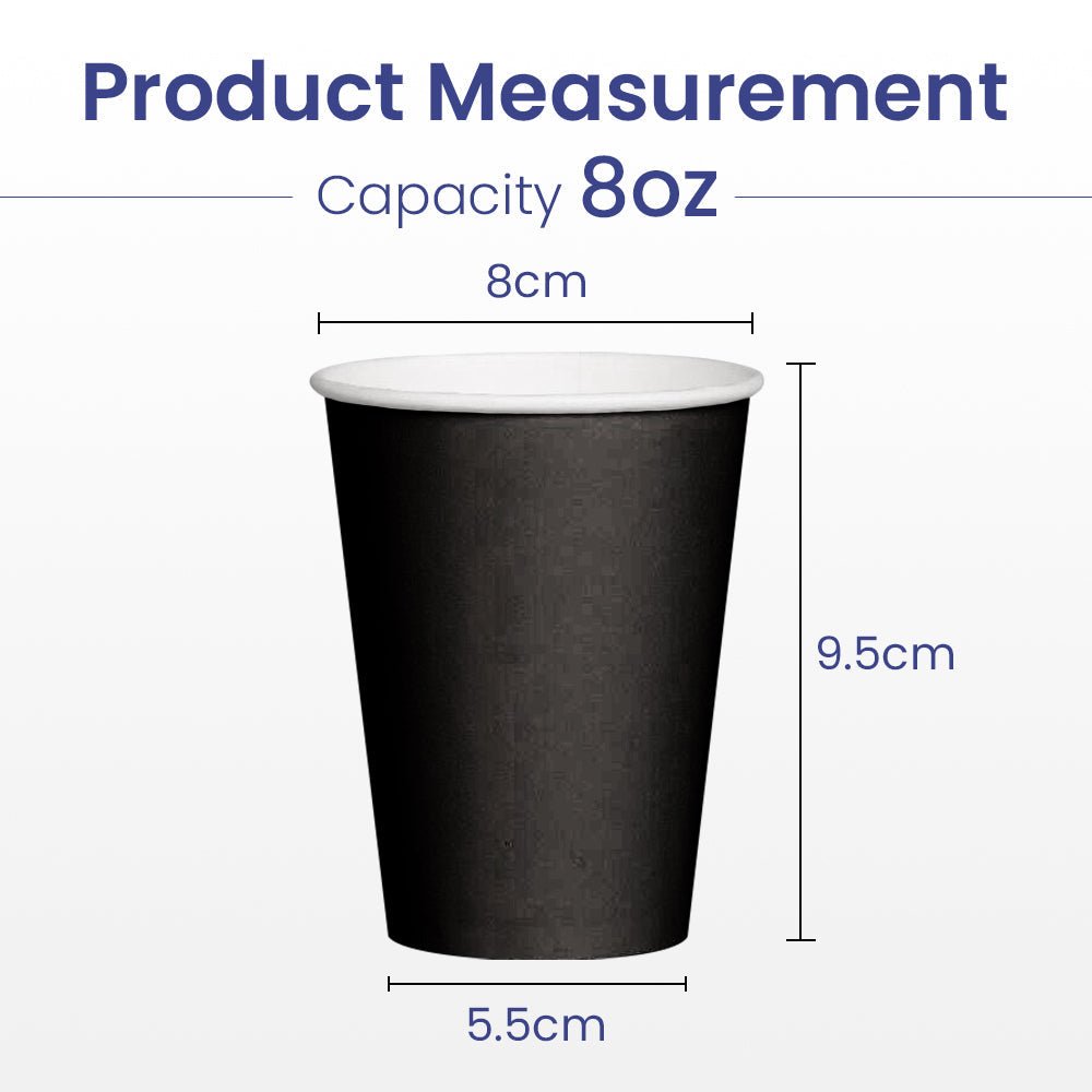 Black Single Wall Paper Cup 8 OZ Disposable Beverage Cup - SNH Packing