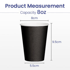 Black Single Wall Paper Cup 8 OZ Disposable Beverage Cup - SNH Packing