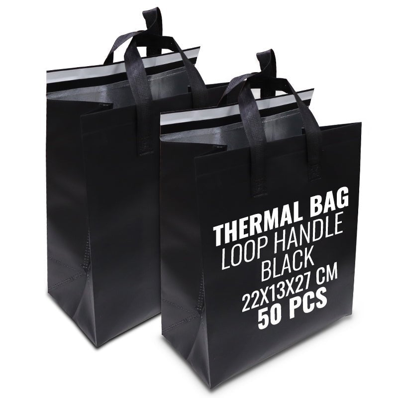 Black Thermal Bag with Loop Handle – Insulated & Durable - SNH Packing