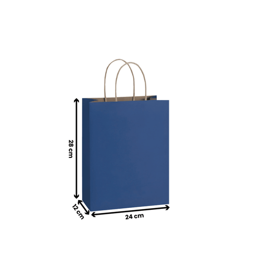 Blue Paper Bags with Twisted Handles | Durable Carry Bags - SNH Packing