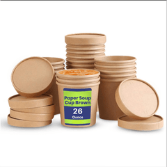 Brown Disposable Soup Cups with Lids Takeaway & Food Packaging - SNH Packing