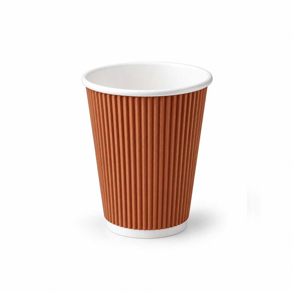 Brown Kraft Ripple Coffee Cups 4 OZ to 16 OZ Insulated - SNH Packing