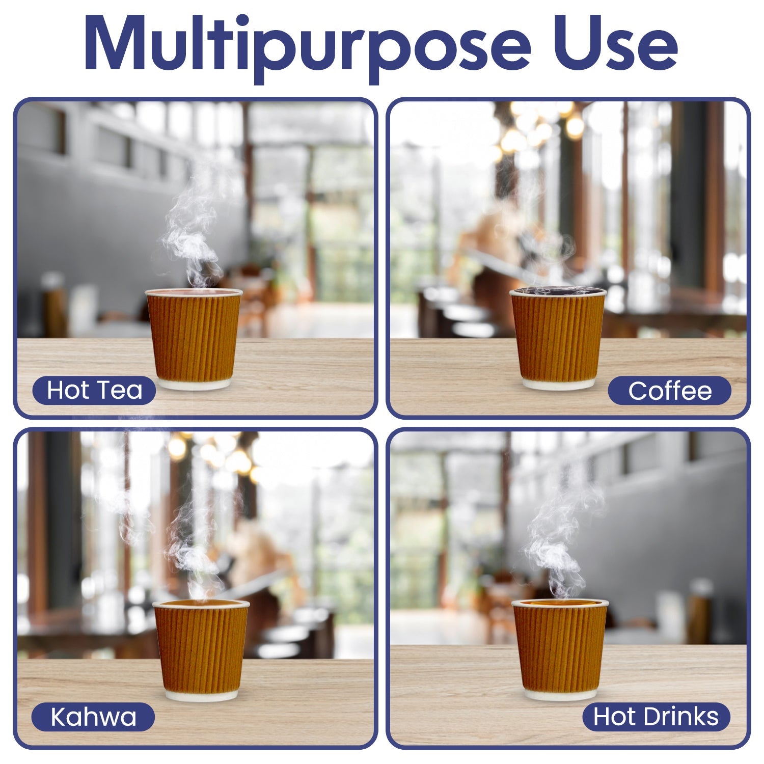 Brown Kraft Ripple Coffee Cups 4 OZ to 16 OZ Insulated - SNH Packing