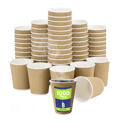 Brown Kraft Ripple Coffee Cups 4 OZ to 16 OZ Insulated - SNH Packing