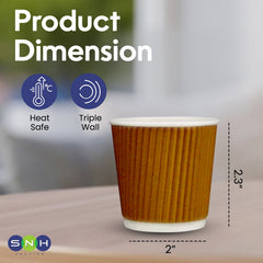 Brown Kraft Ripple Coffee Cups 4 OZ to 16 OZ