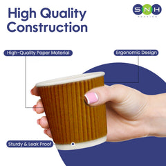 Brown Kraft Ripple Coffee Cups 4 OZ to 16 OZ