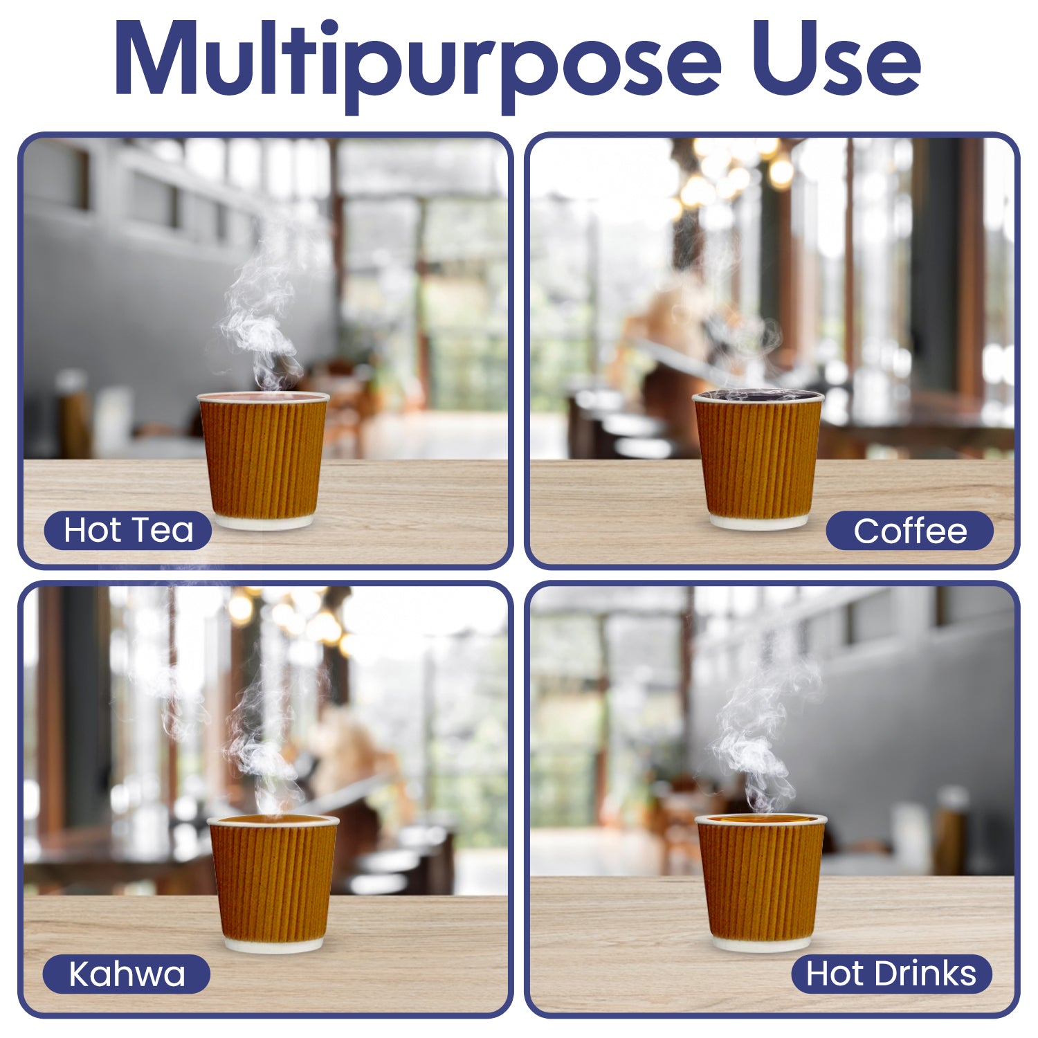 Brown Kraft Ripple Coffee Cups 4 OZ to 16 OZ