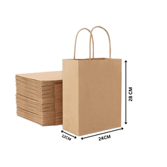 Brown Paper Bags with Twisted Handles Multiple Sizes - SNH Packing