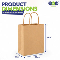 Brown Paper Bags with Twisted Handles Multiple Sizes - SNH Packing