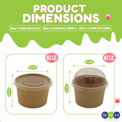 Brown Paper Ice Cream Cups with Lids 4 OZ to 16 OZ - SNH Packing