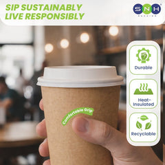 Brown Single Wall Paper Cups with Bagasse Lids - SNH Packing