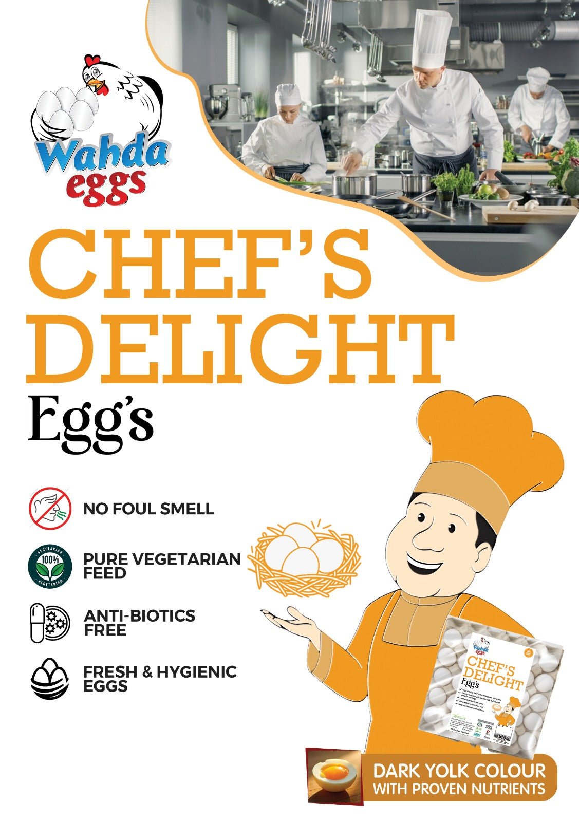 Chef Delight Medium Eggs Dark Yolk 12 Trays x 30 Eggs (360 Eggs) - SNH Packing