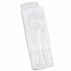Clear cutlery pack spoon fork knife napkin disposable set UAE