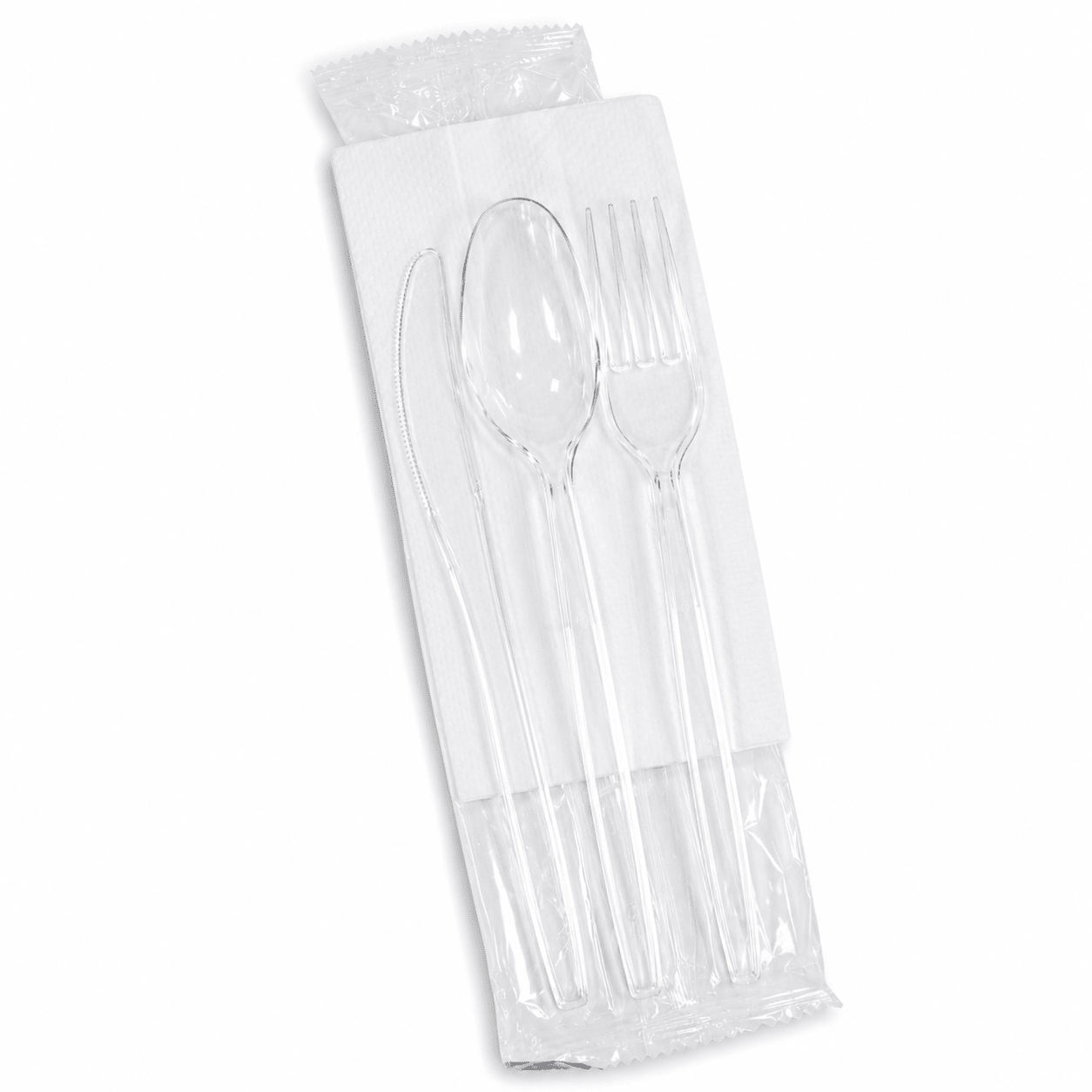 Clear Cutlery Pack Spoon Fork Knife Napkin Disposable Set - SNH Packing