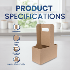 Corrugated 3 Ply 2 Cup Carrier Brown Disposable Beverage Holder - SNH Packing