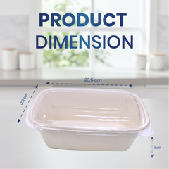 Bagasse Rectangular Containers with Lids – Multiple Sizes | Bulk Eco-Friendly Disposable Takeaway Boxes
