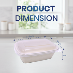 Bagasse Rectangular Containers with Lids – Multiple Sizes | Bulk Eco-Friendly Disposable Takeaway Boxes