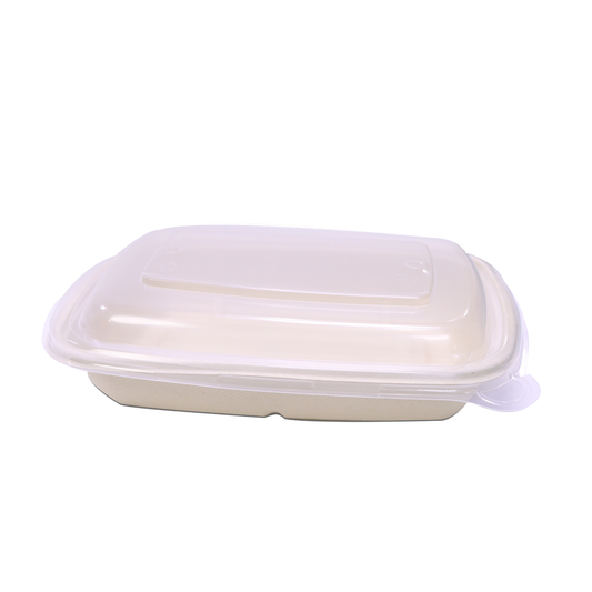Bagasse Rectangular Containers with Lids – Multiple Sizes | Bulk Eco-Friendly Disposable Takeaway Boxes