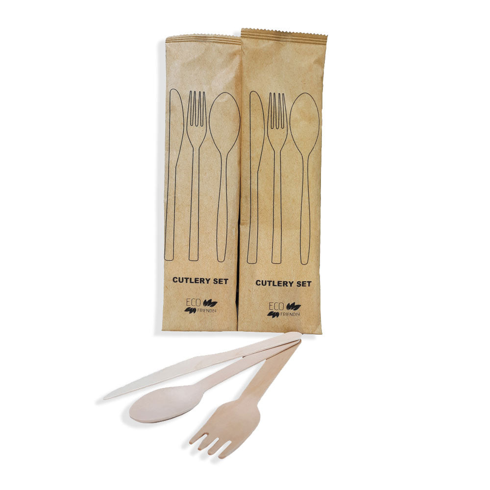 Wooden Cutlery Spoon Fork Knife With Napkin - Your One Stop Solution UAE