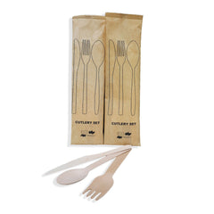 Wooden Cutlery Spoon Fork Knife With Napkin - Your One Stop Solution UAE