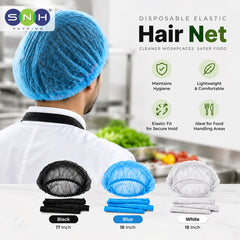 Disposable Elastic Hair Net 100 Pieces Pack for Food Hygiene - SNH Packing