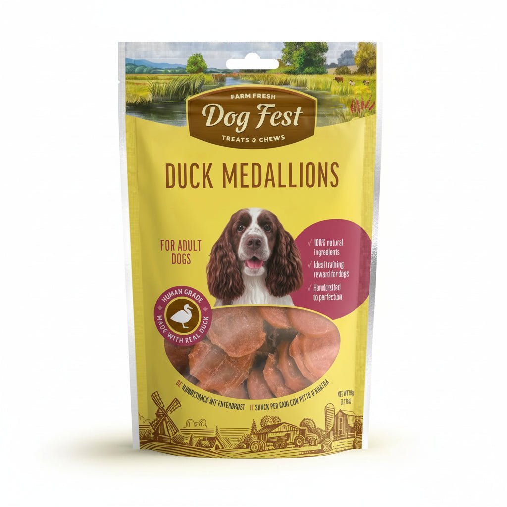Dog Fest Duck Medallions For Adult Dogs 90g - SNH Packing