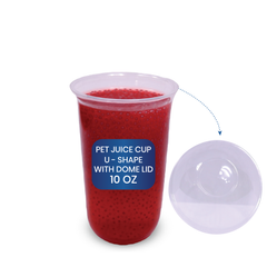 PET Juice Cups U-Shape with Flat & Dome Lids – 10oz to 16oz | Clear Plastic Beverage Cups