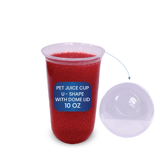 PET Juice Cups U-Shape with Flat & Dome Lids – 10oz to 16oz | Clear Disposable Beverage Cups | 1000 PCS