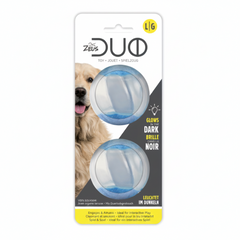 Zeus Duo Ball, 6.3cm with Squeaker & Glow, 2pk