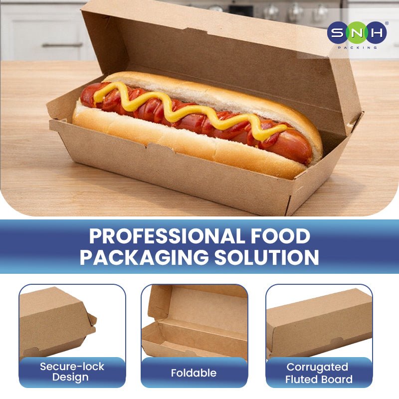 Endura Hotdog Box Brown Kraft Eco Friendly Takeaway Food Box - SNH Packing