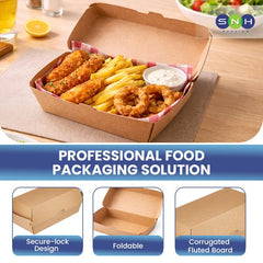 Endura Snack Box Brown Kraft 175MM to 205MM Takeaway Food Box - SNH Packing