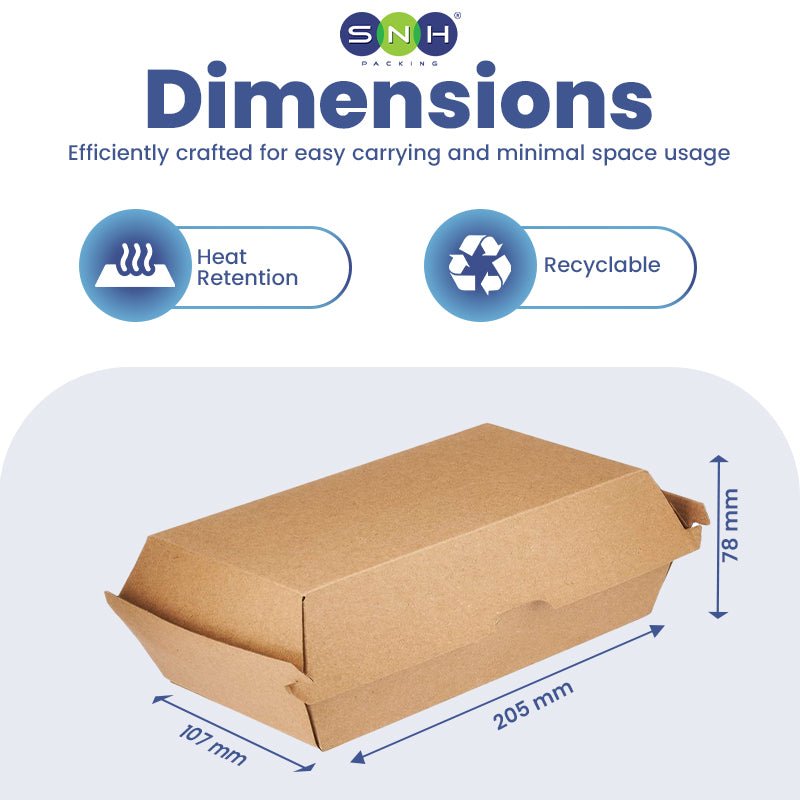 Endura Snack Box Brown Kraft 175MM to 205MM Takeaway Food Box - SNH Packing