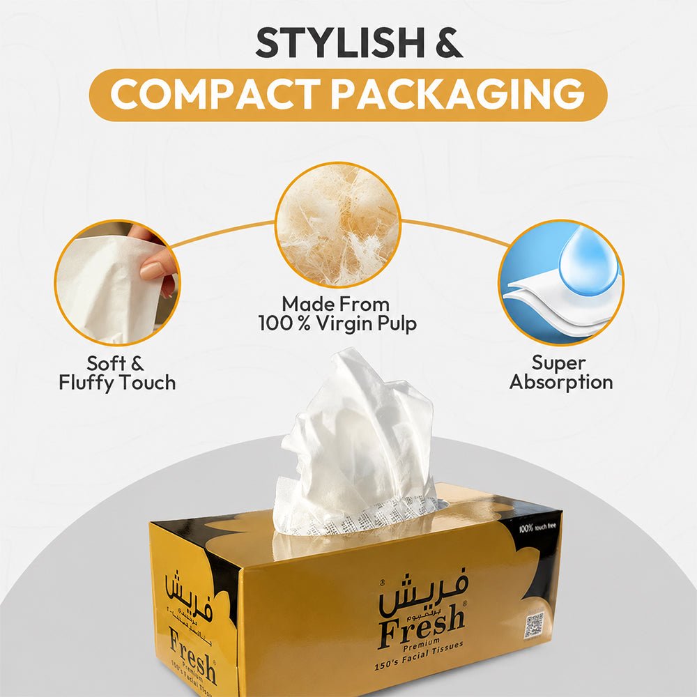 Fresh Facial Tissue 150 Sheets 2 Ply Soft Absorbent 5 Boxes - SNH Packing