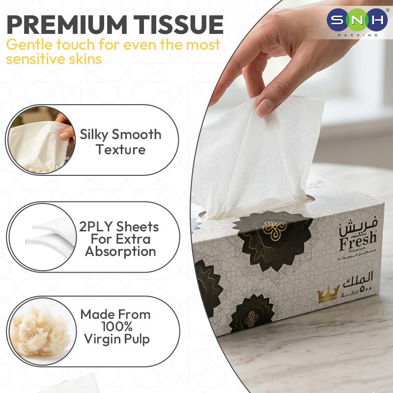 Fresh King Facial Tissue 500 Sheets 2 Ply Soft Strong 5 Boxes - SNH Packing