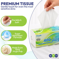 SNH Fresh nylon tissue 400 sheets hygiene tissue pack UAE