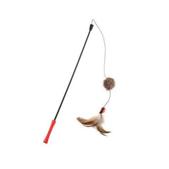 Gigwi Feather Teaser with Natural Plush Tail and TPR Handle (Red) - SNH Packing