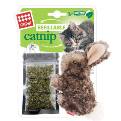 Gigwi Rabbit Fluffy Plush Cat Toy with 3 Refillable Catnip Bags - SNH Packing