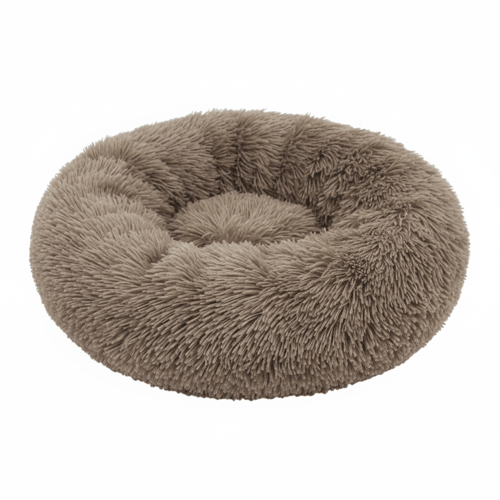Grizzly Velor Round Plush Dark Beige Dog Bed Small - 50 x 15cm - SNH Packing