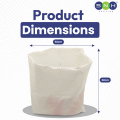 White mesh bag with dimensions labeled, featuring the SNH Packing logo.