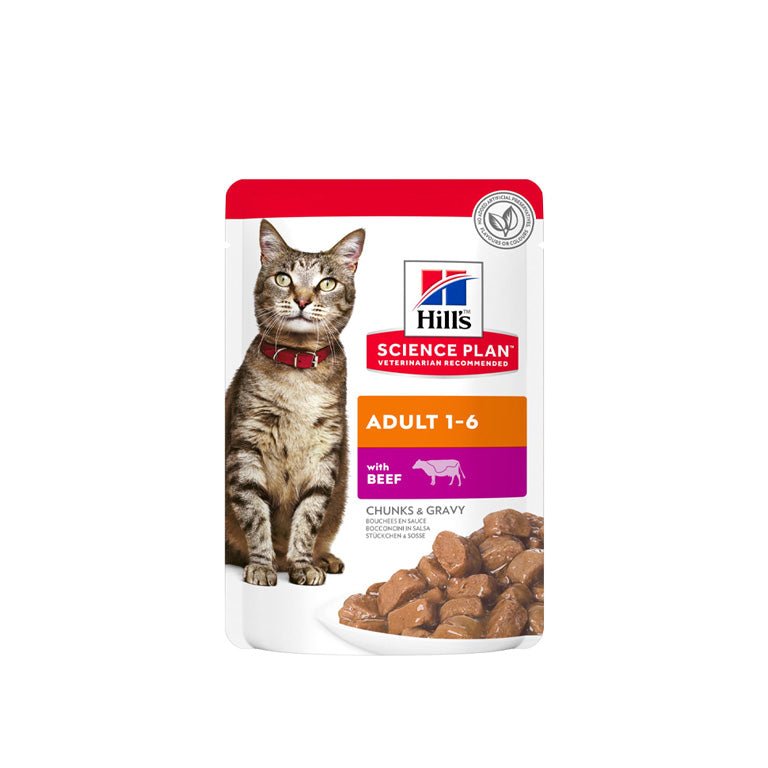Hills Science Plan Adult Wet Cat Food Beef Pouches 12x85g - SNH Packing