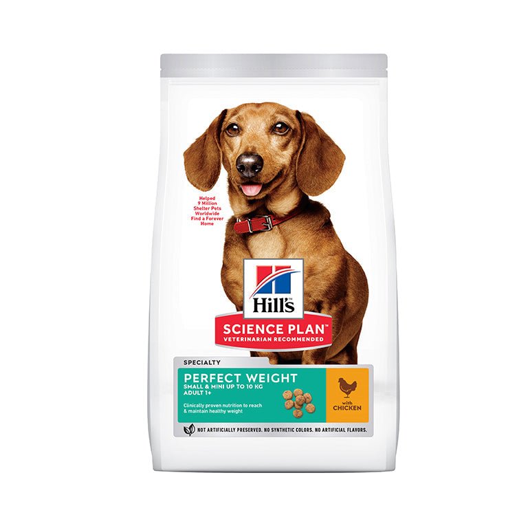 Hills Science Plan Perfect Weight Small & Mini Adult Dog Food With Chicken (1.5kg) - SNH Packing
