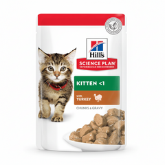 Hills Science Plan Tender Chunks In Gravy Kitten Turkey Pouches 12x85g - SNH Packing
