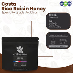Coffeeheads Costa Rica Raisin Honey – Specialty Arabica Coffee Beans (Honey Process)