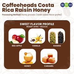Coffeeheads Costa Rica Raisin Honey Specialty Arabica Coffee Beans (Honey Process)